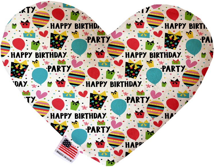 Happy Birthday 8 inch Canvas Heart Dog Toy